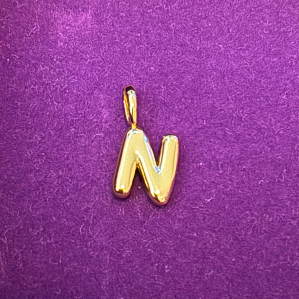 Melanie Auld Puffed Letter “N” Charm Pendant - 14k Gold Vermeil - NWOT